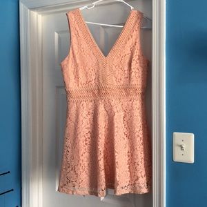 Francesca’s skater dress with pink lace